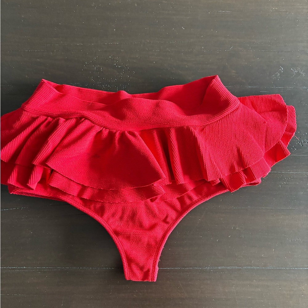Montce Red Ruffled swim bottom
